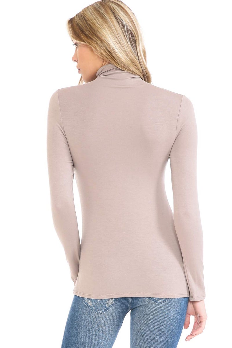 MINEFREE Women's Lightweight Long Sleeve Turtleneck Top Pullover Sweater LIGHTMOCHA L - Image 4